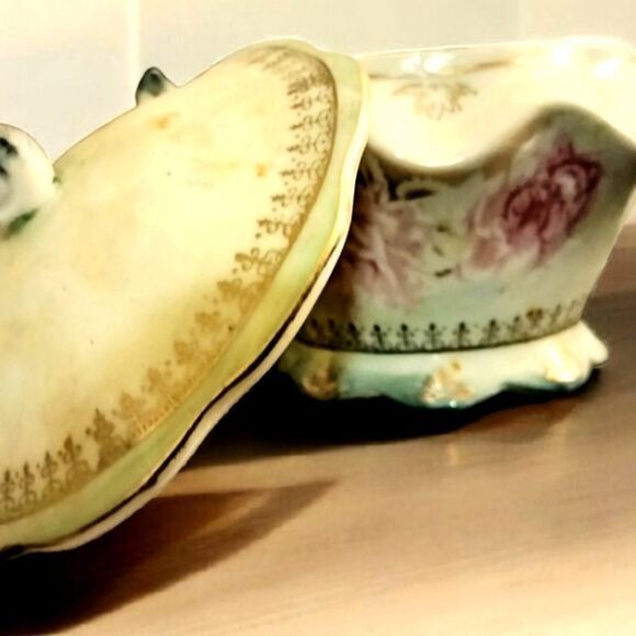 Sugar Bowl Limoges France Hand Painted Signed With/Lid - Picture 4 of 15